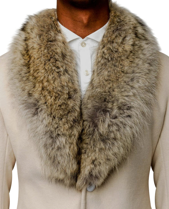 Richard Cream Coat with Coyote Collar