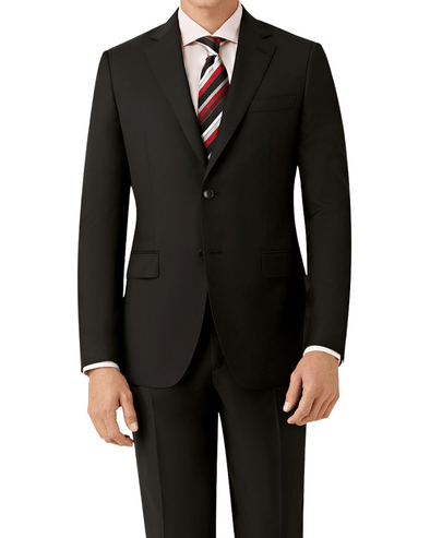 Mens Black Wool Notch Lapel Single Breasted Suit