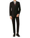 Mens Black Wool Notch Lapel Single Breasted Suit