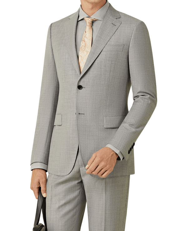 Mens Light Grey Notch Lapel Single Breasted Suit