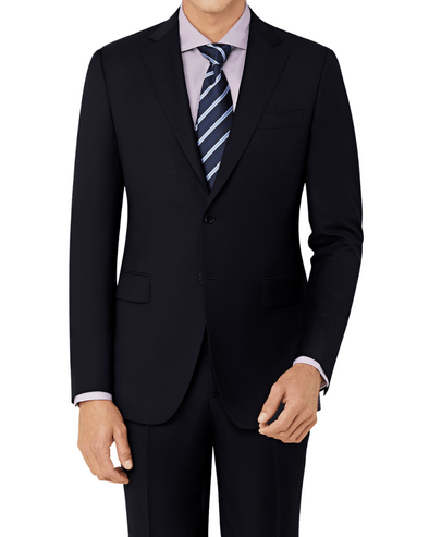 Mens Navy Blue Notch Lapel Single Breasted Suit