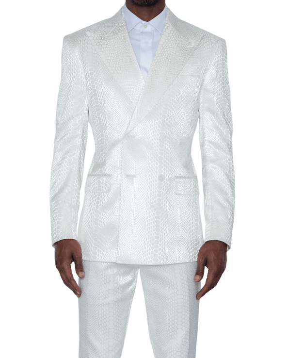 Darren White Jacquard Double Breasted Suit