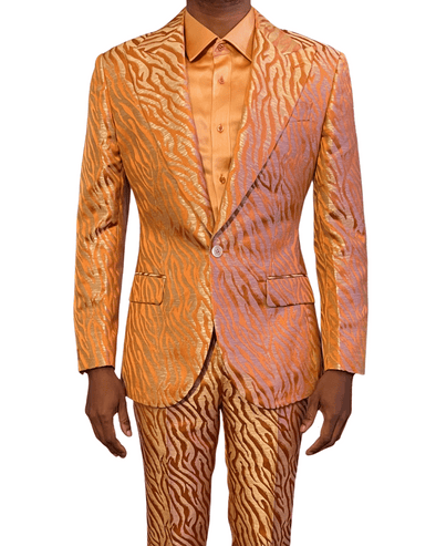 Lamar Orange Tiger Print Suit