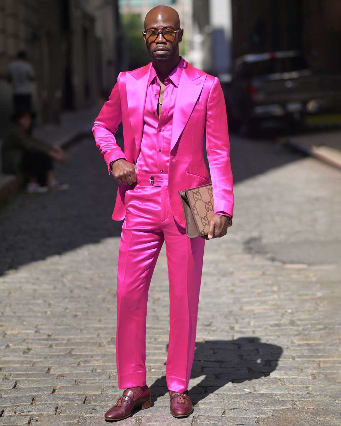 hot pink dress suit mens suit, Hot Pink shawl Lapel 56