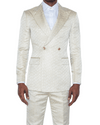 Rudy Cream Jacquard Double Breasted Suit