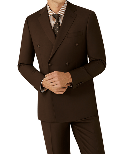 Mens Brown Notch Lapel Double Breasted Suit