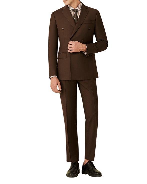 Mens Brown Notch Lapel Double Breasted Suit