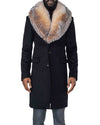 Alistair Black Coat with Crystal Fox Collar