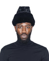 Black Persian Lamb Hat With Black Mink Band Front