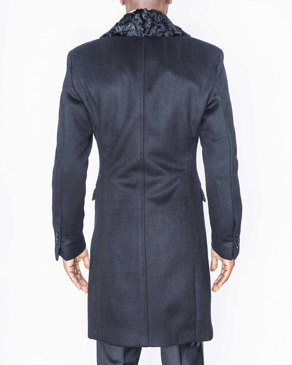 Donovan Black Coat with Persian Lamb Collar