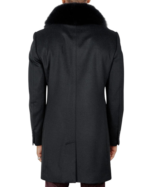 DuPonte Black Coat with Black Fox Collar
