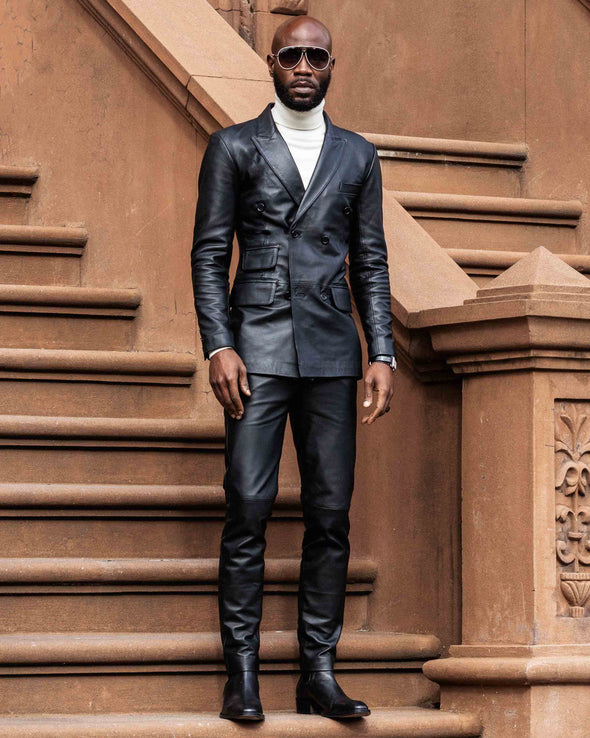 Huey Black Leather Suit