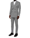 Jeremy Grey Tweed Herringbone Double Breasted Suit