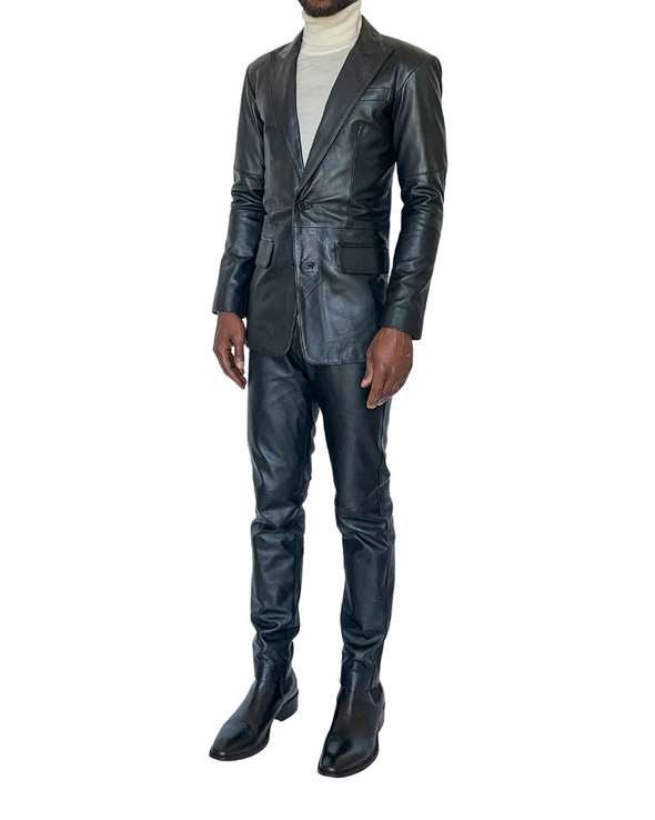 Malcolm Black Leather Suit