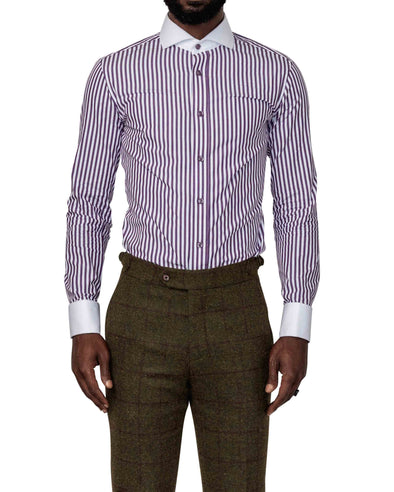 Reginald Purple Stripe Cutaway Collar Shirt