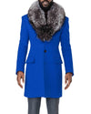 Rico Blue Coat with Silver Fox Collar Front