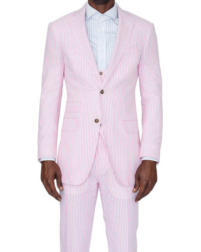 Steven Pink Seersucker Suit Front