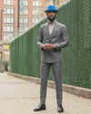 Timothy Grey Pinstripe Double Breasted Suit Lifestyle