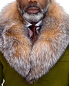 Tony Green Coat with Crystal Fox Collar